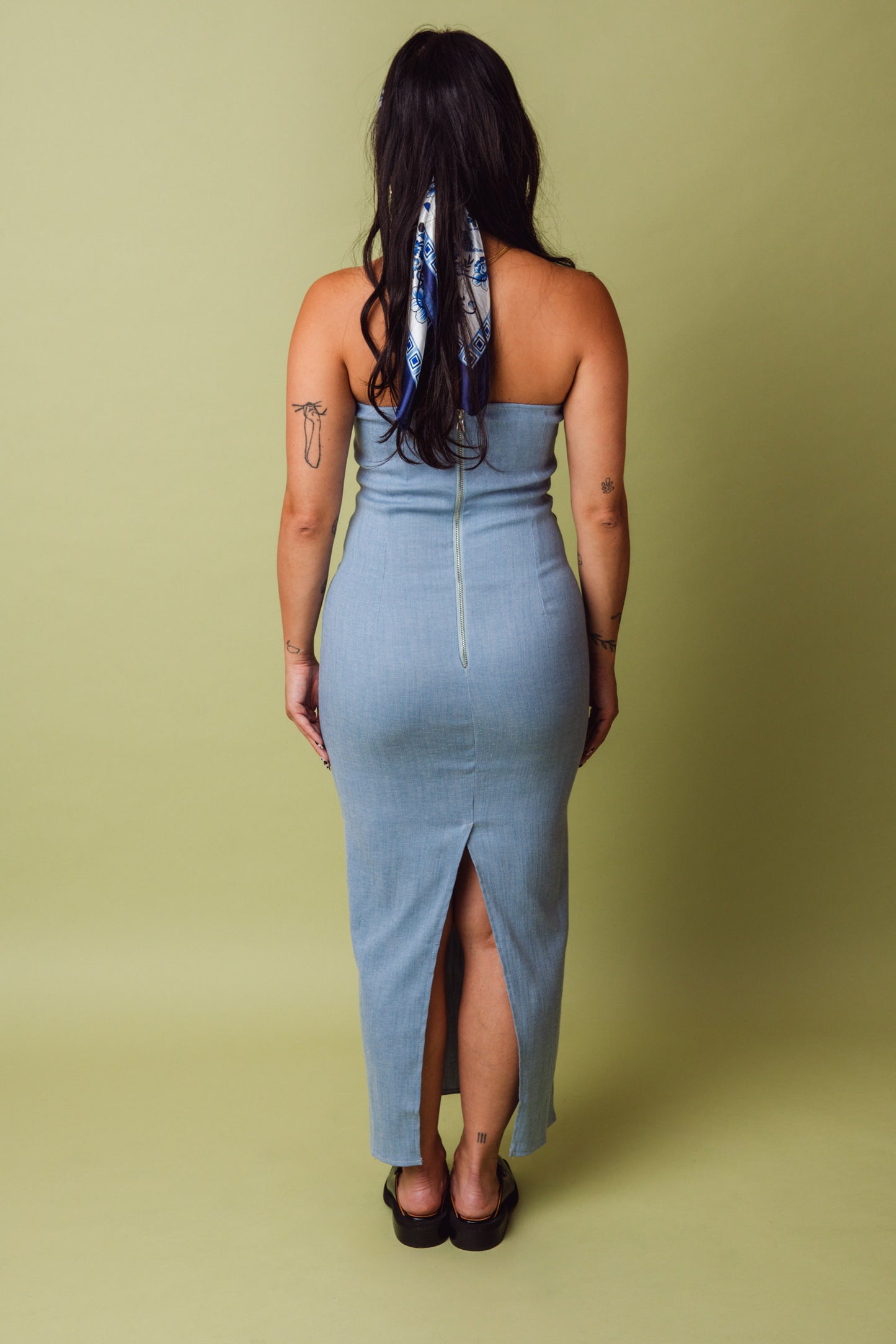 lange denim jurk strak