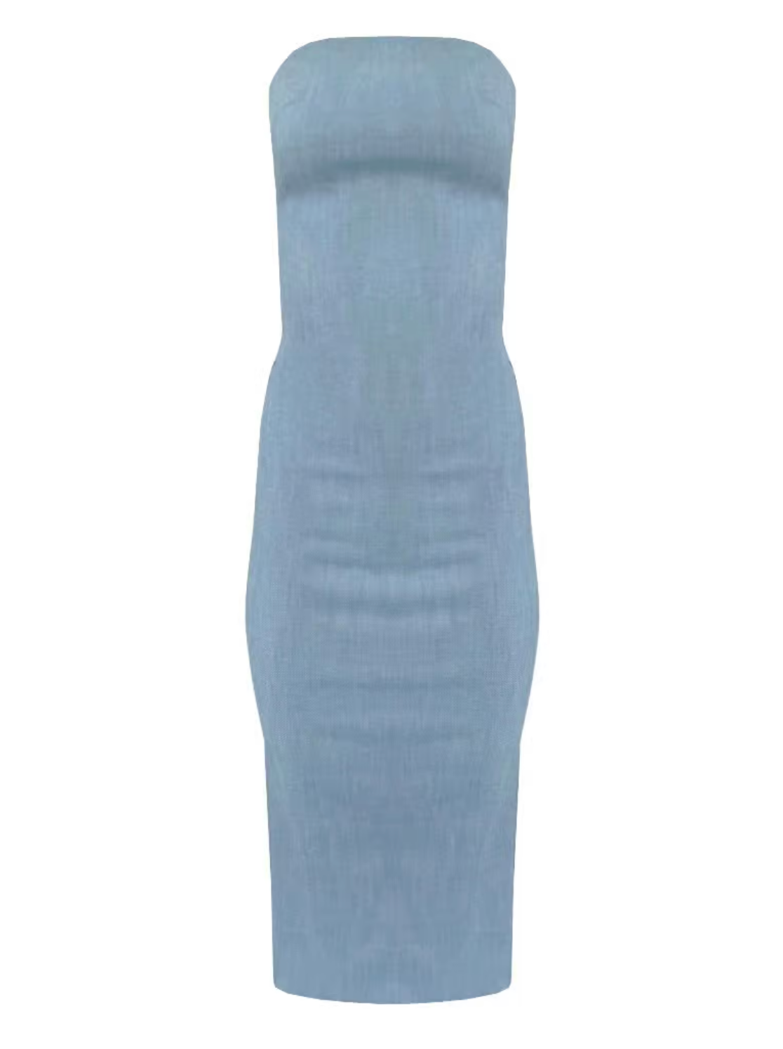 Lange denim strapless jurk