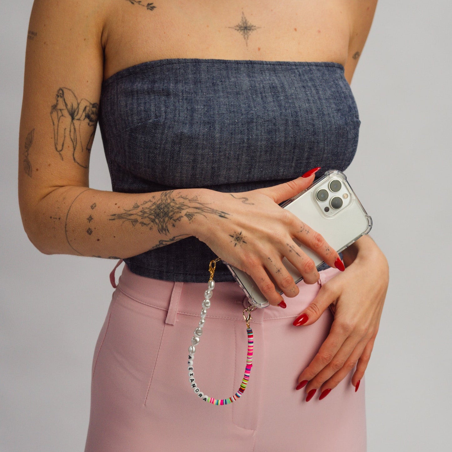 parel ketting telefoon met naam kralen