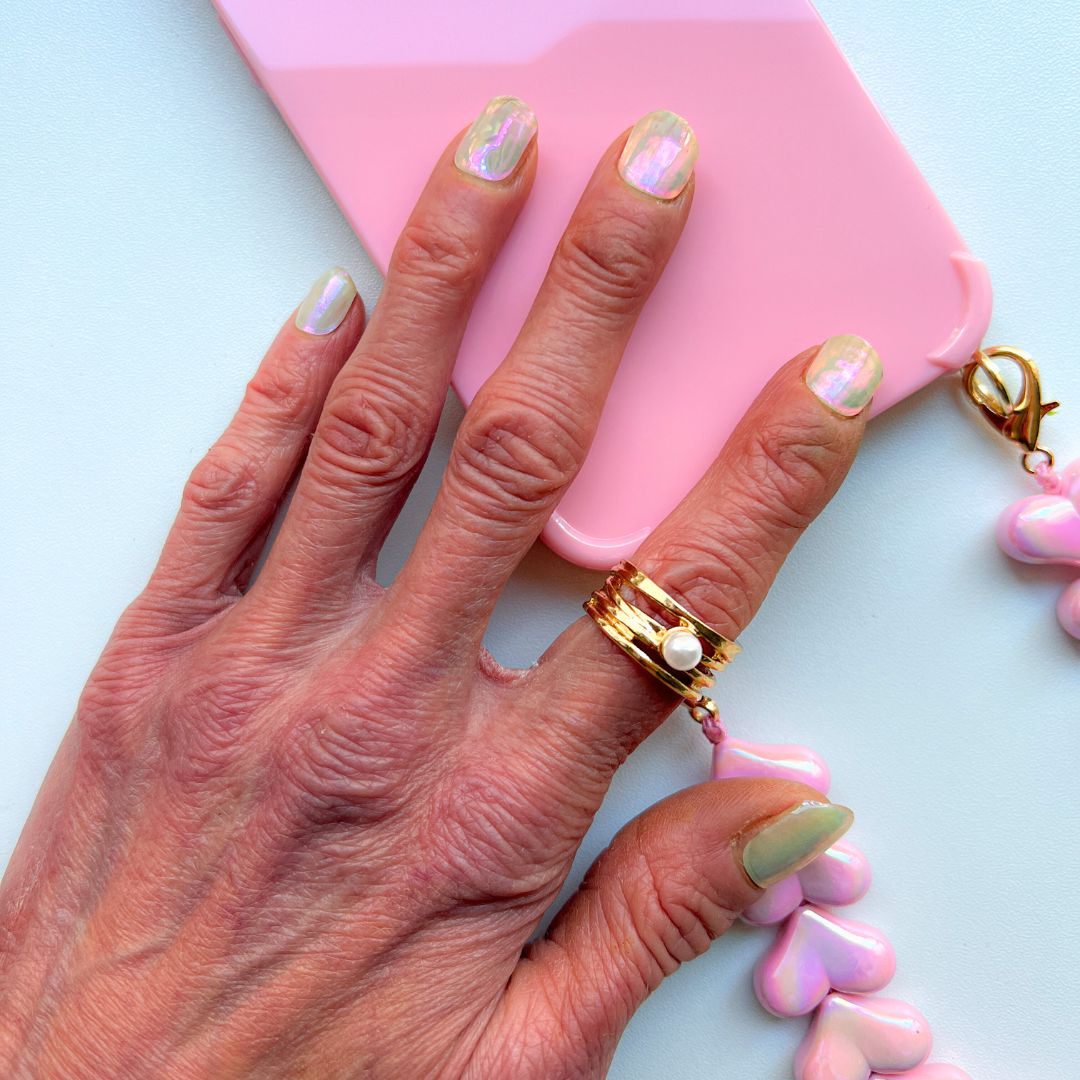 parel kleur nagelstickers