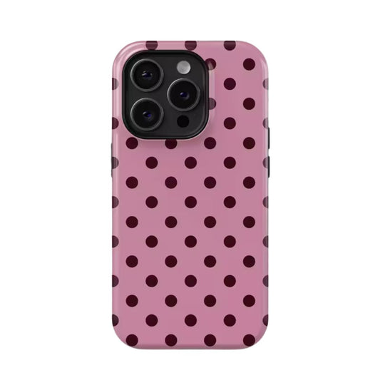 Roze Telefoonhoesje met Bruine Stippen – Pink Polka Case 🎀