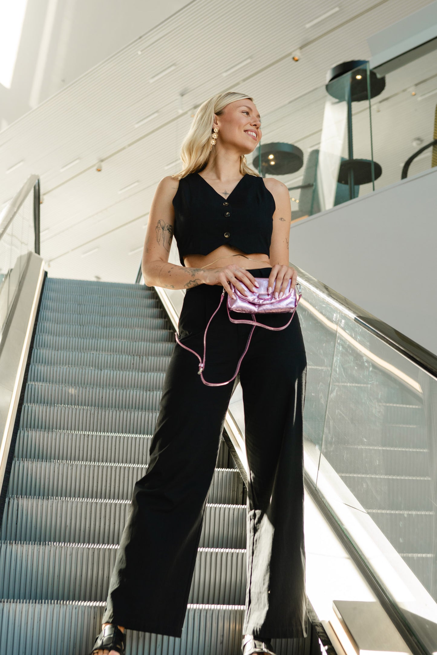 glitter tasje roze