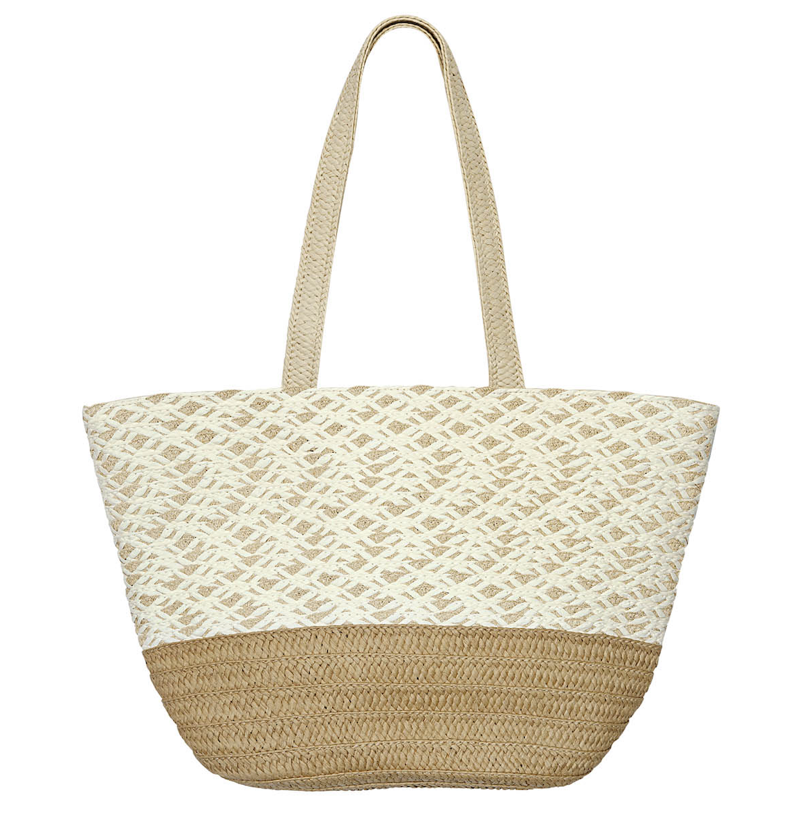 grote strandtas beige papier riet look