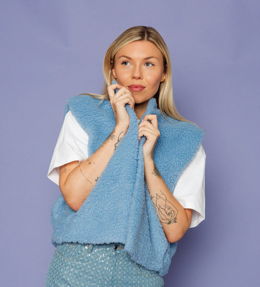 teddy gilet licht blauw