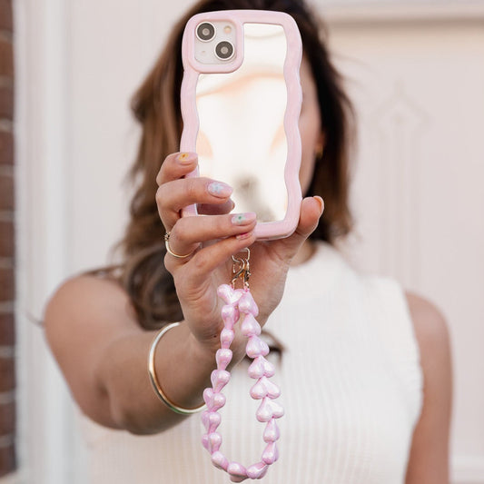 wavy mirror hoesje roze