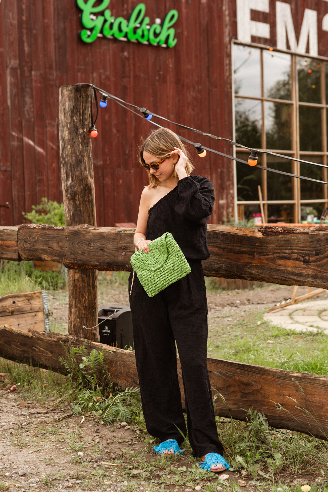 jumpsuit off shoulder zwart