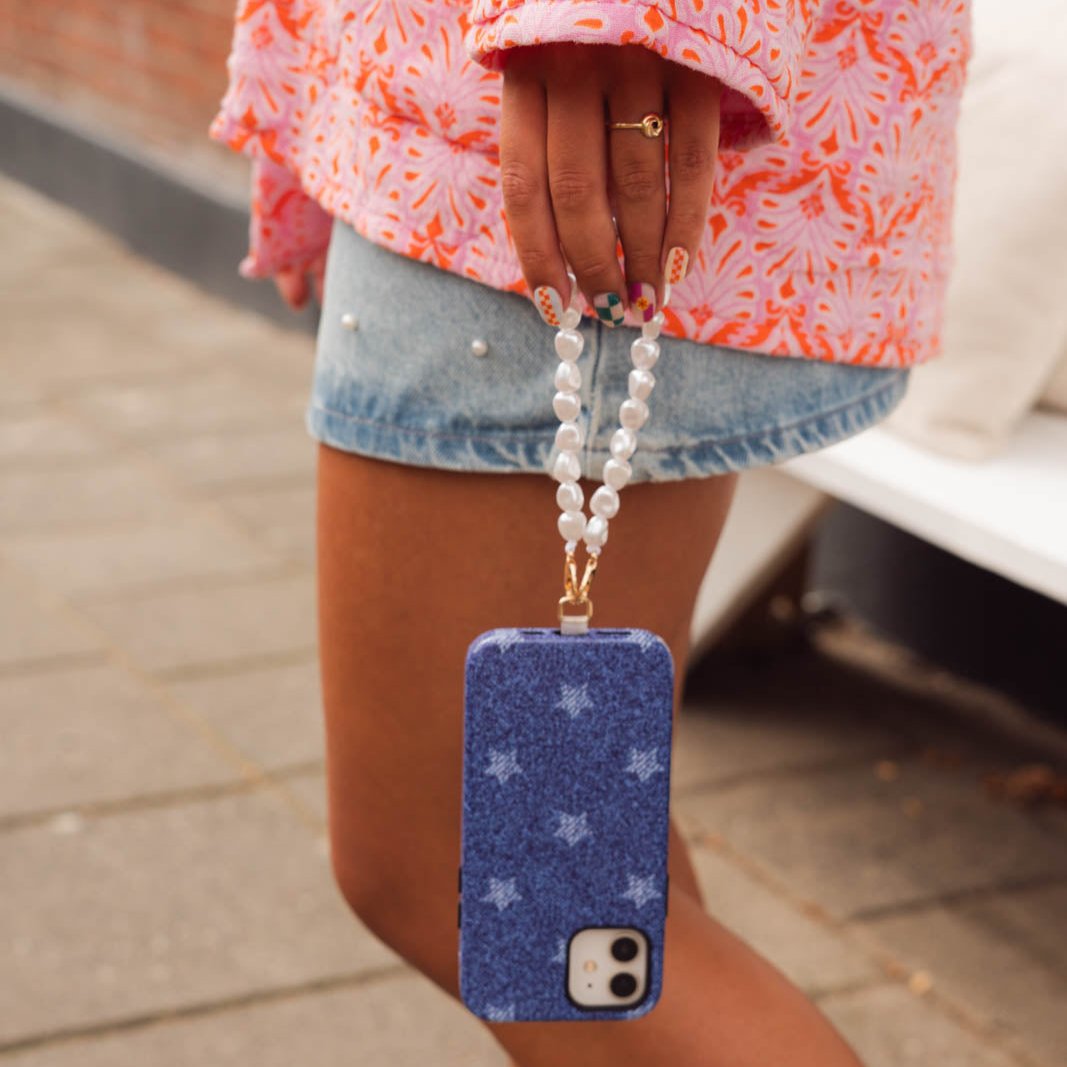 blauw denim phone case