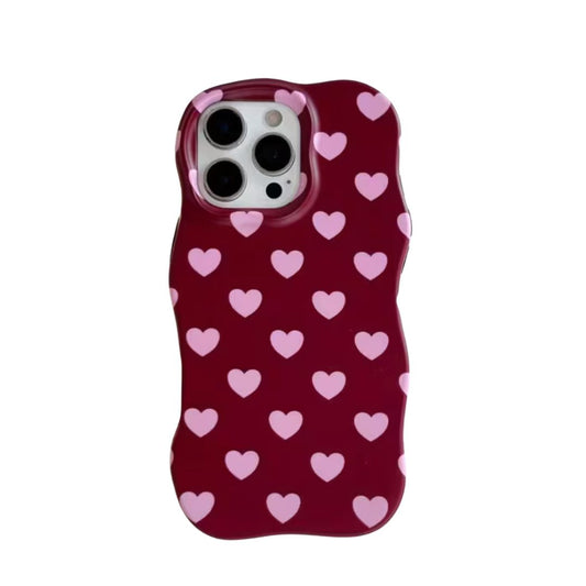 bruin iPhone hoesje met roze hartjes