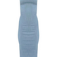 Lange denim strapless jurk