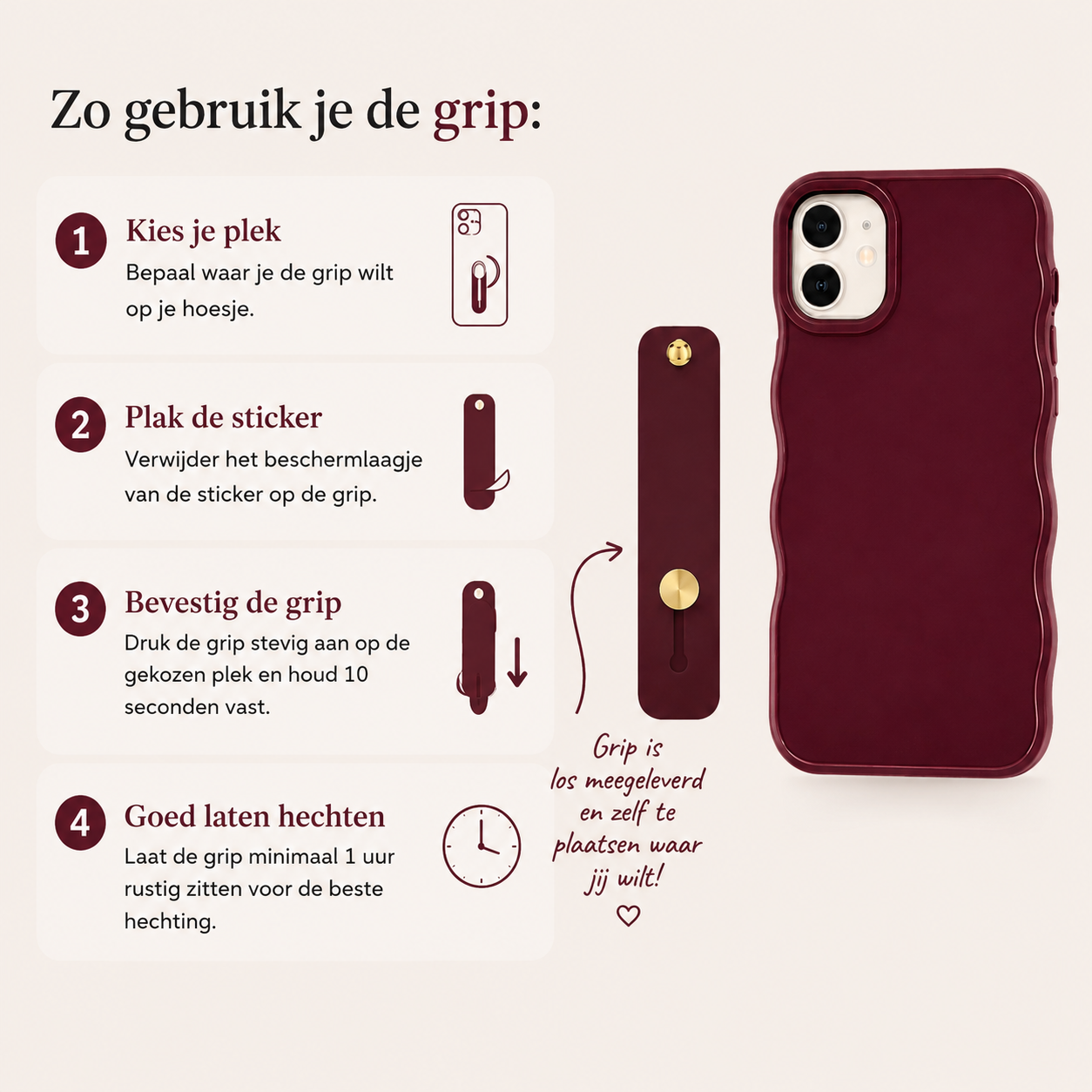 donkerrood hoesje met gri[