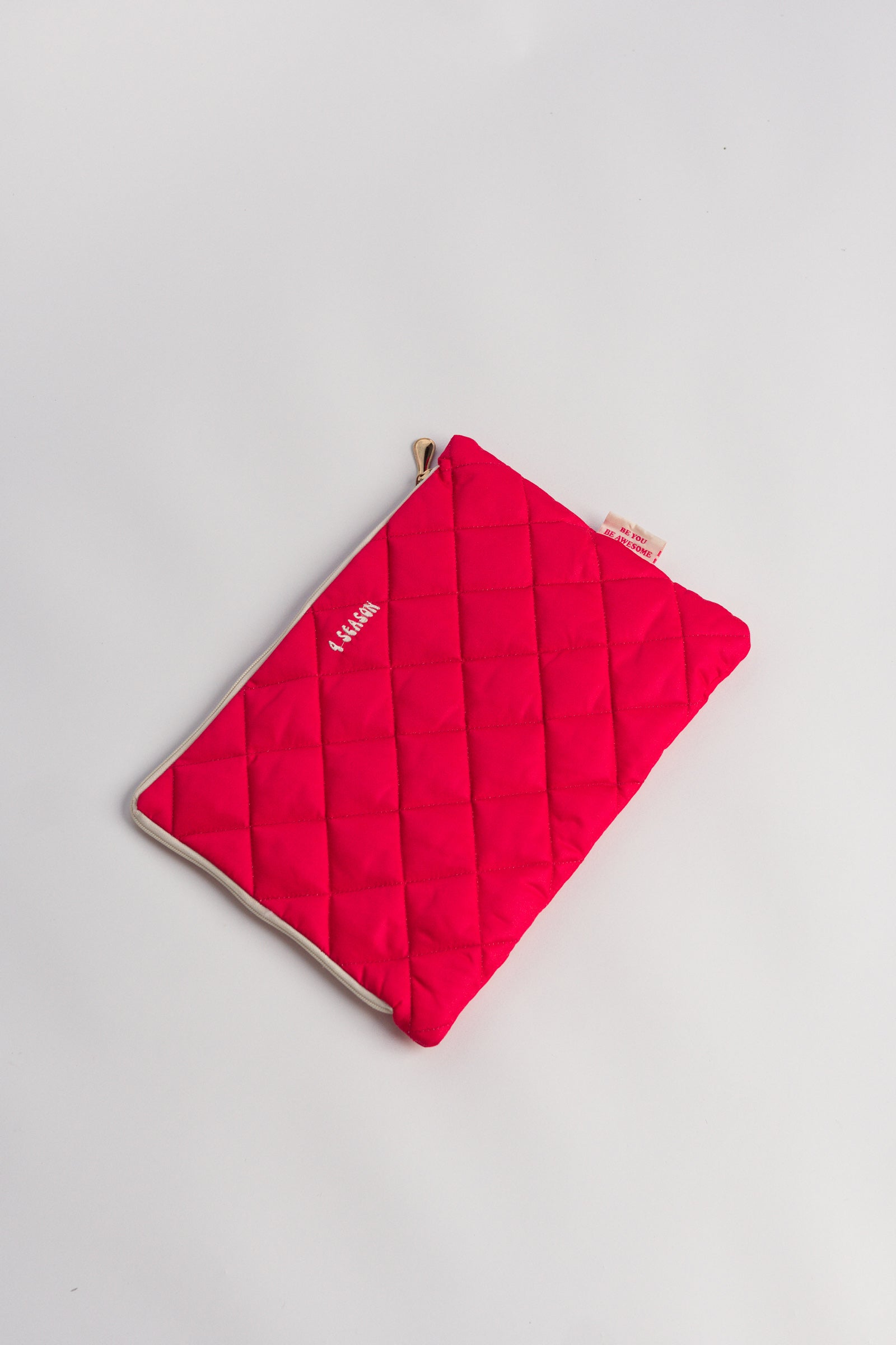 roze laptophoes puffer stof