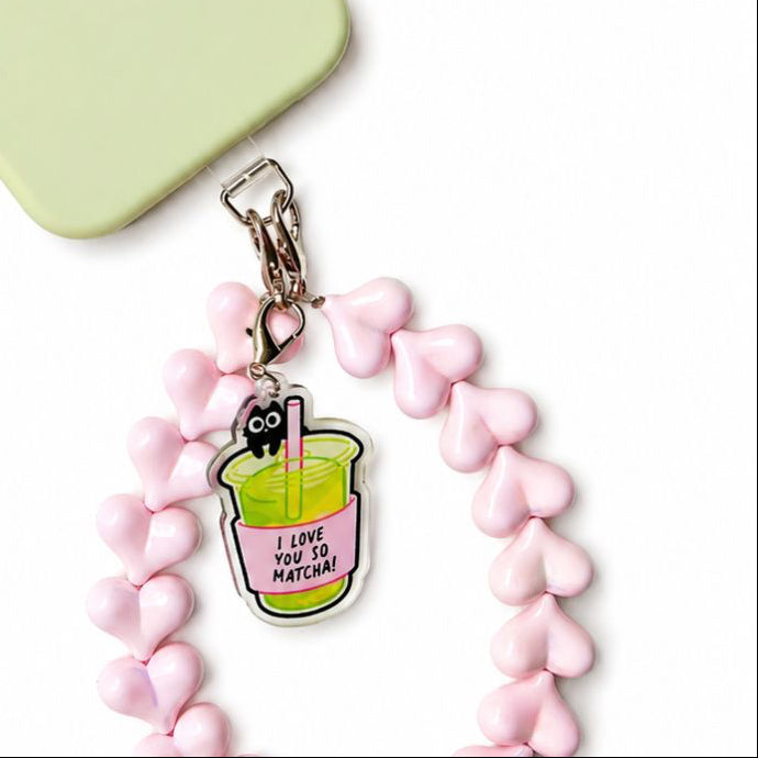 i love you so matcha phone charm