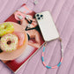 beads phone strap pink blue