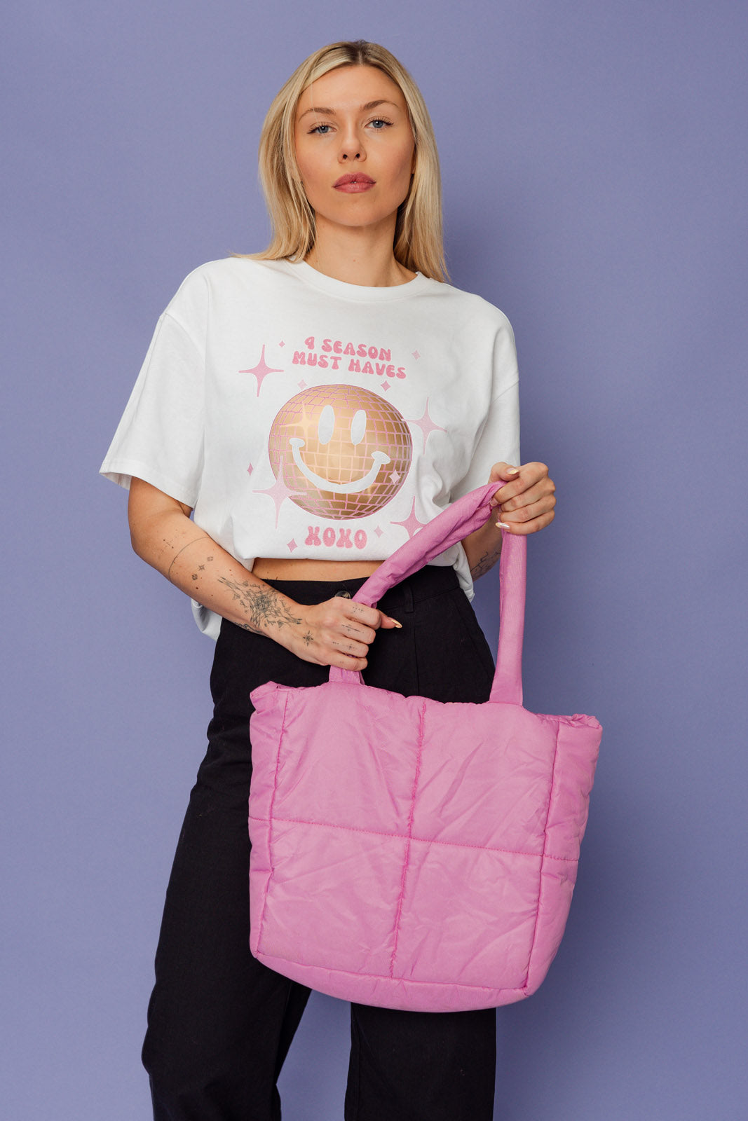 pink puffer bag