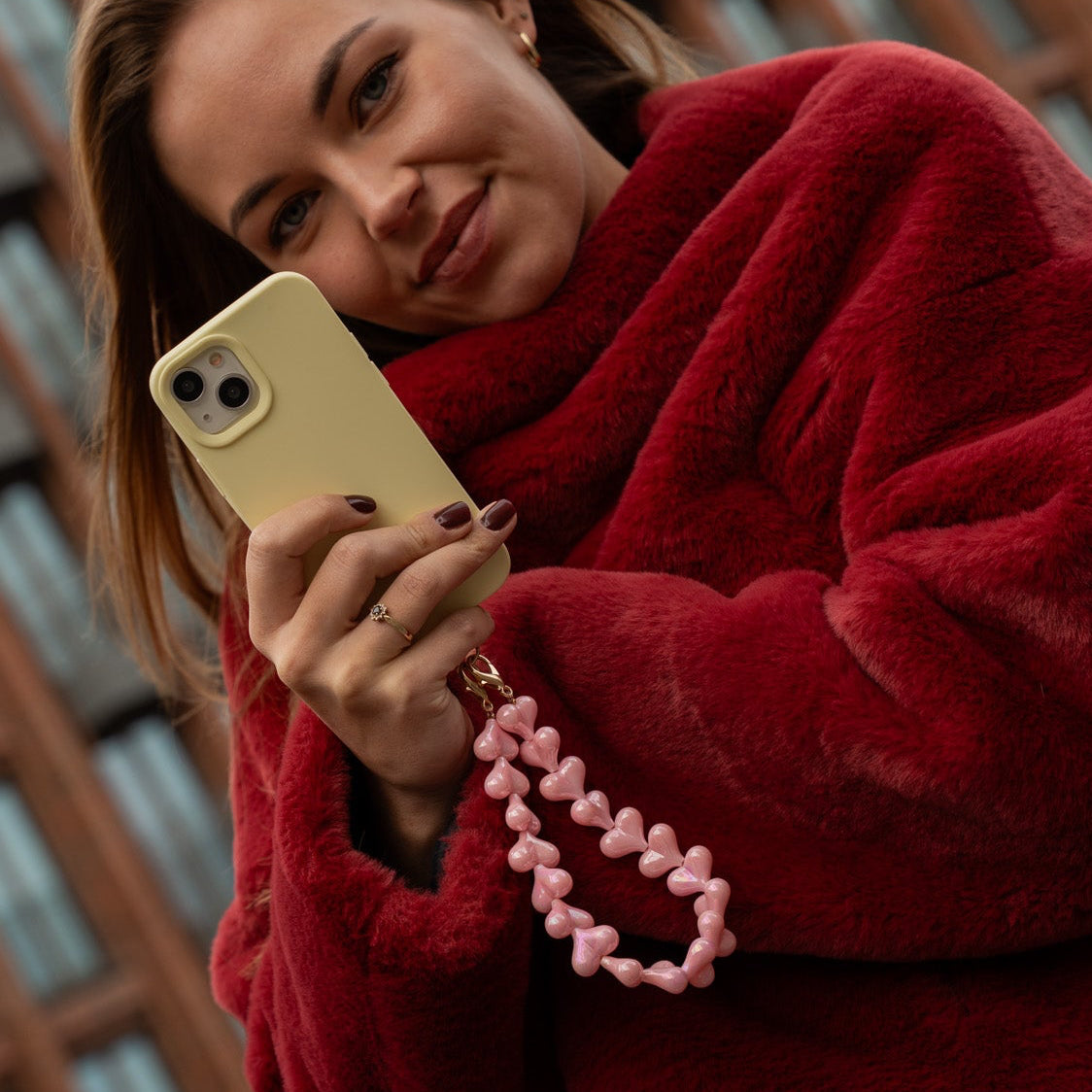 roze hartjes telefoonkoord