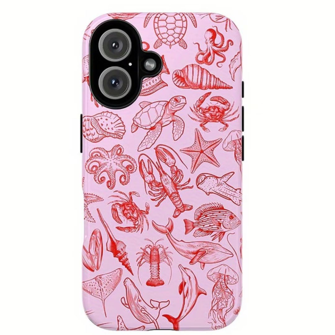 roze hoesje met zeeprint