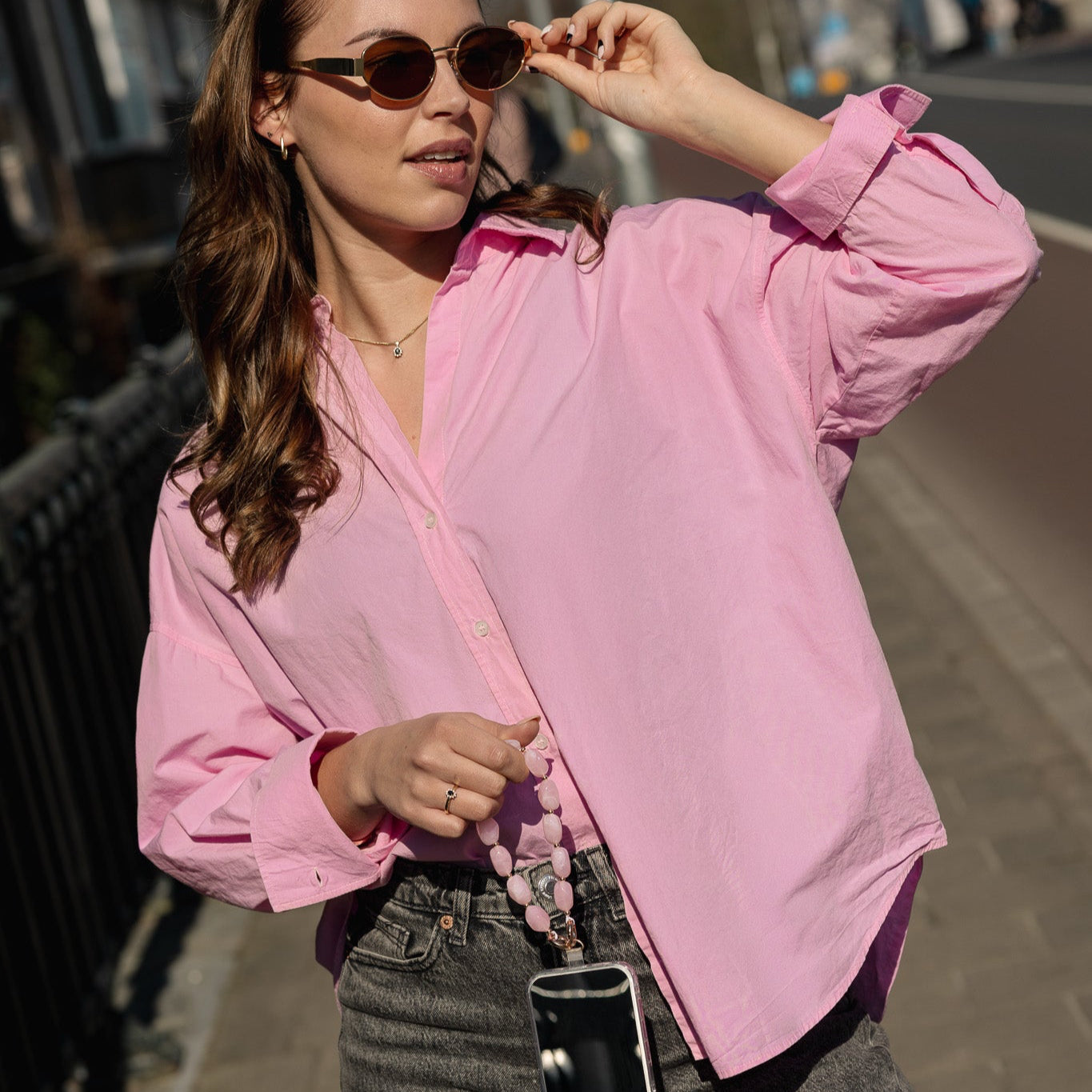 roze telefoonkoord