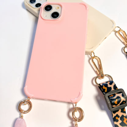 roze iPhone hoesje met bevestigingshaakjes