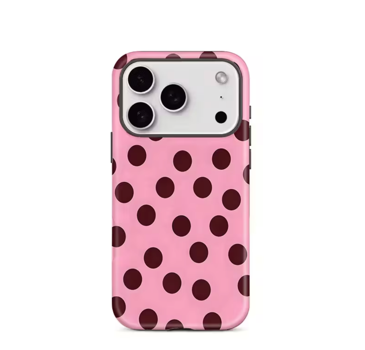 Roze Hoesje met Bruine Stippen – Pink Polka Case 🎀