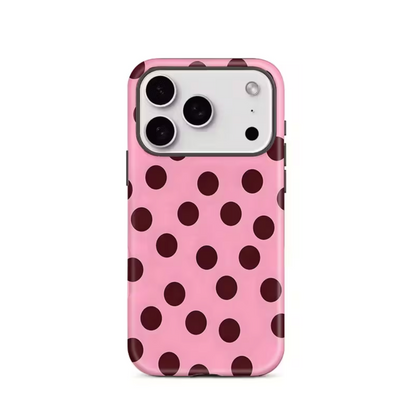 Roze Hoesje met Bruine Stippen – Pink Polka Case 🎀