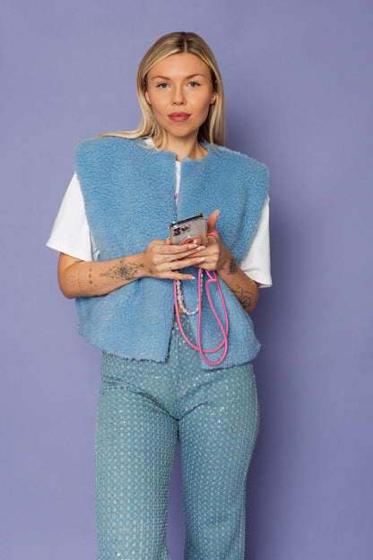 teddy gilet licht blauw