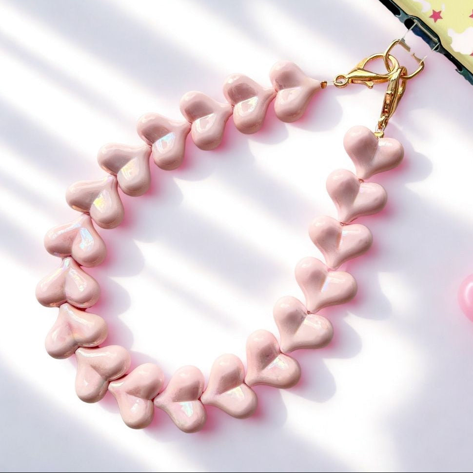 💖 TikTok fave: Pink Hearts Cord - Roze Telefoonkoord met Hartjes