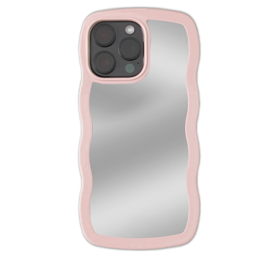 wavy mirror case roze