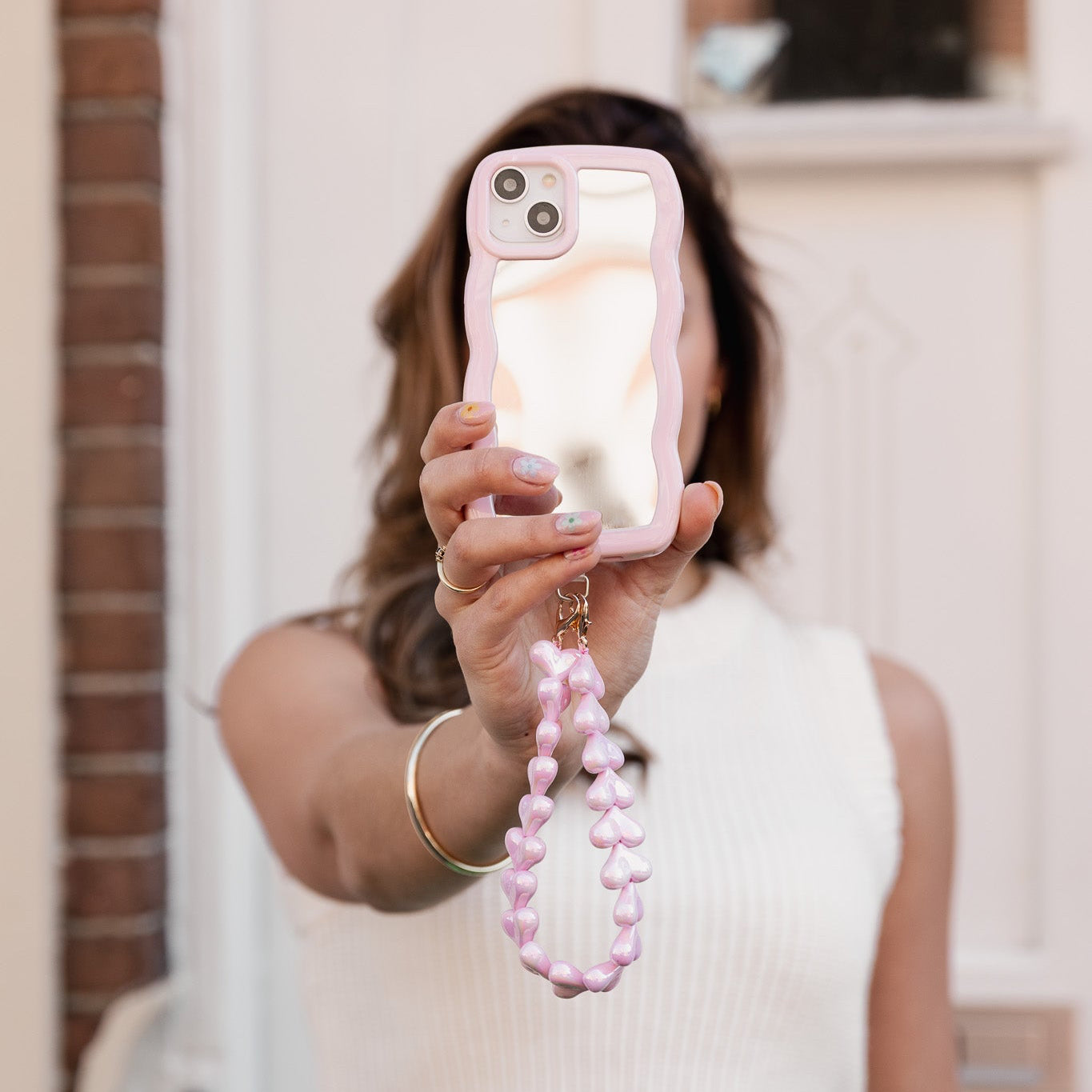 wavy mirror hoesje roze
