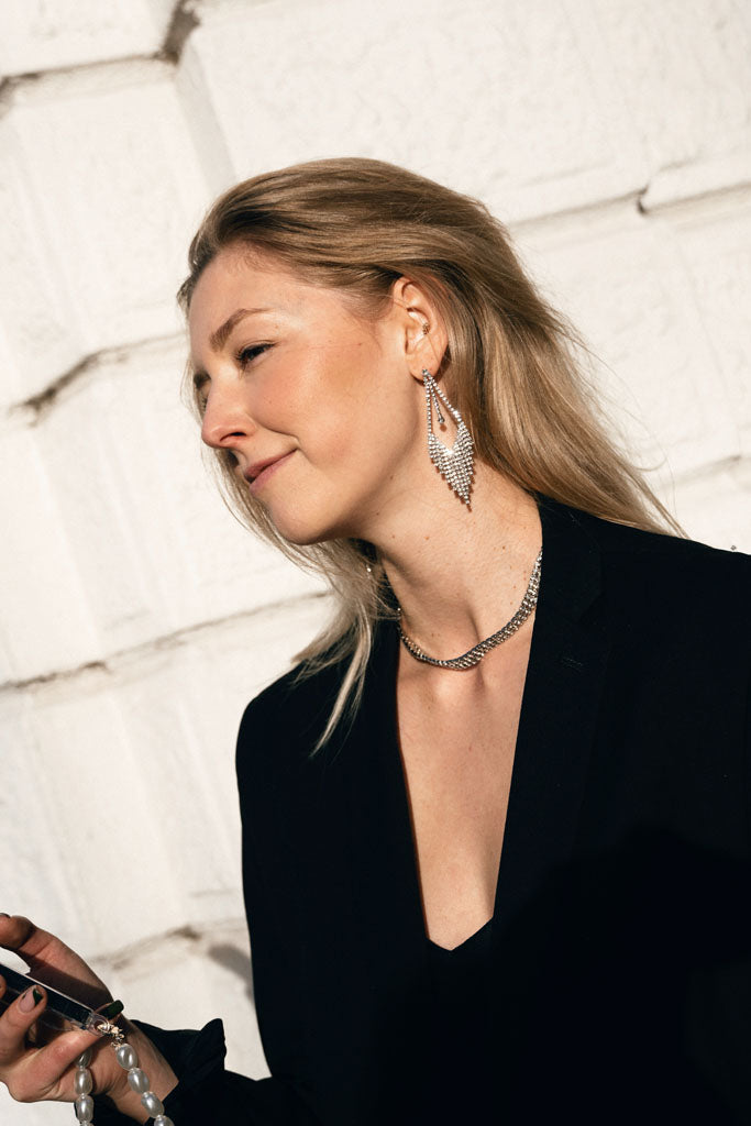 ketting met witte strass steentjes